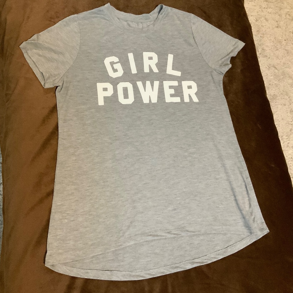 Zoe + Liv Grey XL “Girl Power” Short Sleeve T Workout Training Active Sporty Gym